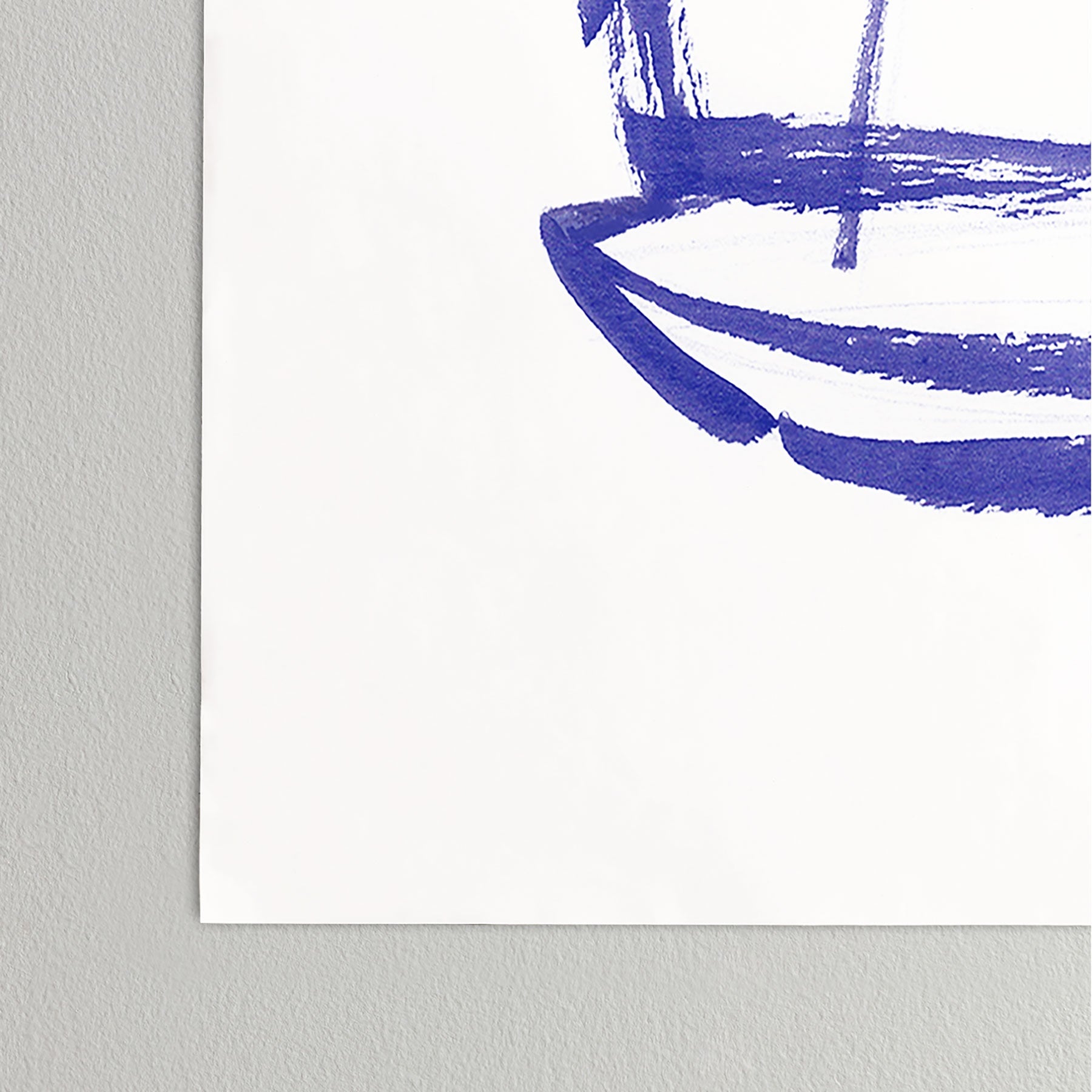 Intemporalis Sailboat Drawing Blue White Poster