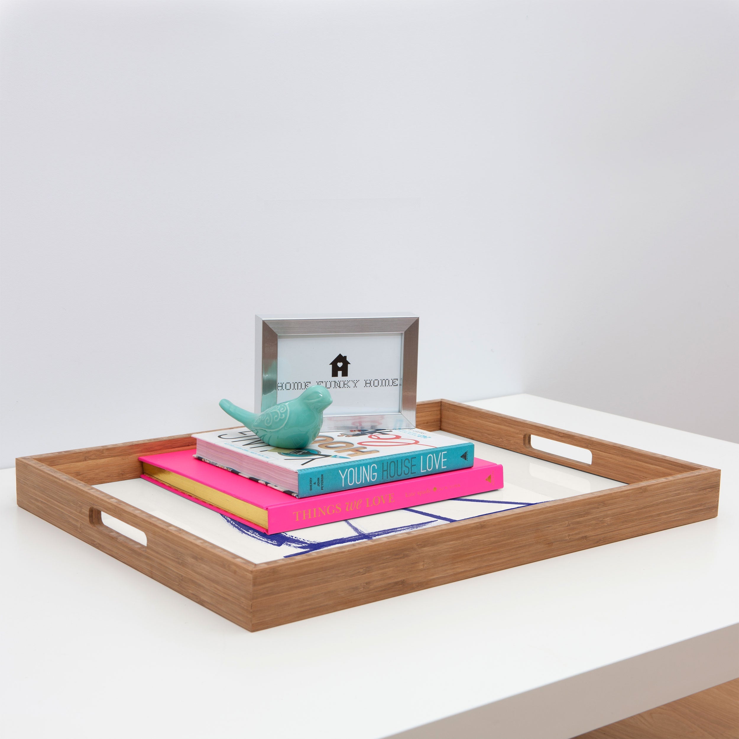 Intemporalis Sailboat Drawing Blue White Rectangular Tray