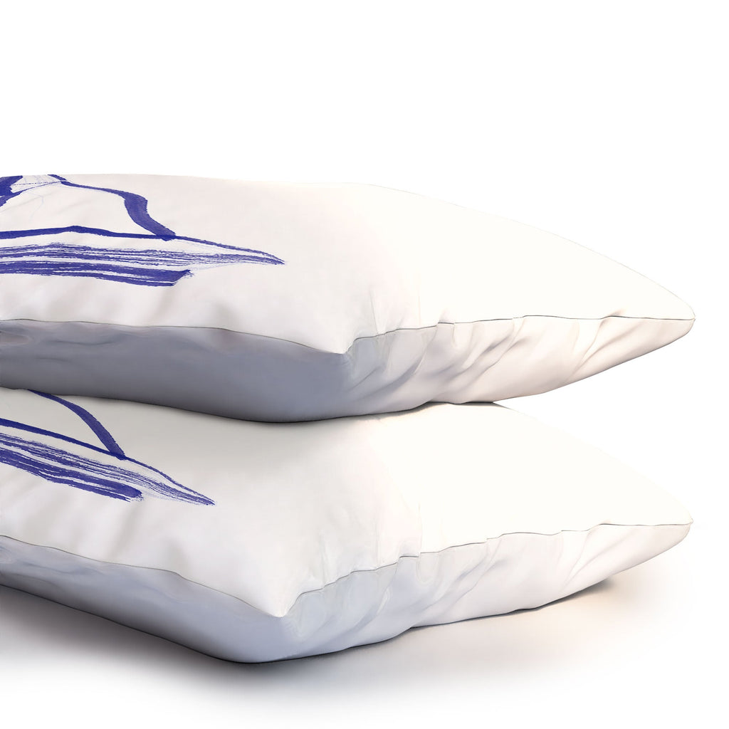 Intemporalis Sailboat Drawing Blue White Pillow Shams
