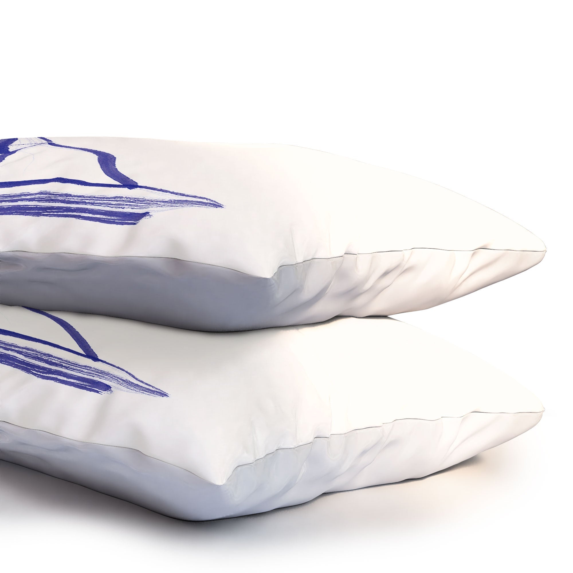 Intemporalis Sailboat Drawing Blue White Pillow Shams