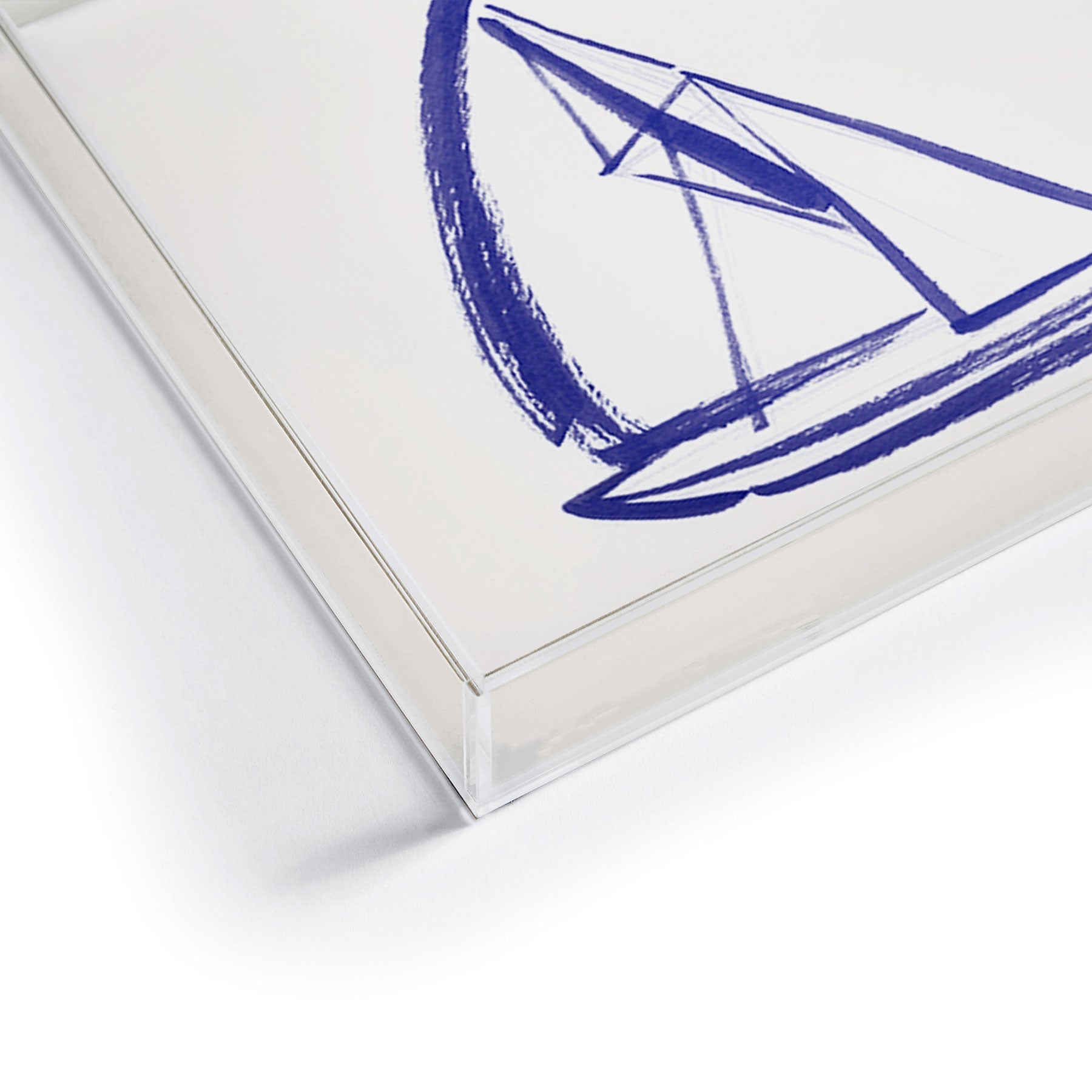 Intemporalis Sailboat Drawing Blue White Acrylic Tray