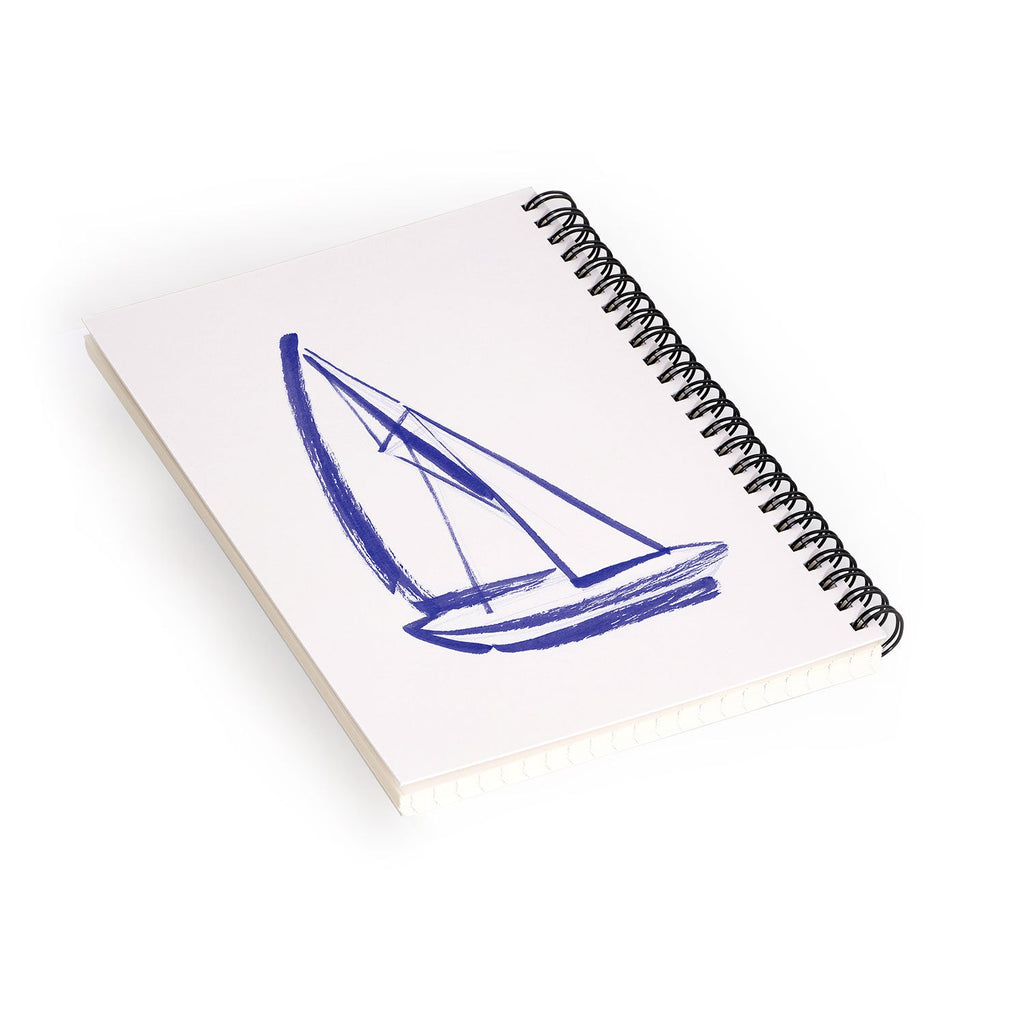 Intemporalis Sailboat Drawing Blue White Spiral Notebook