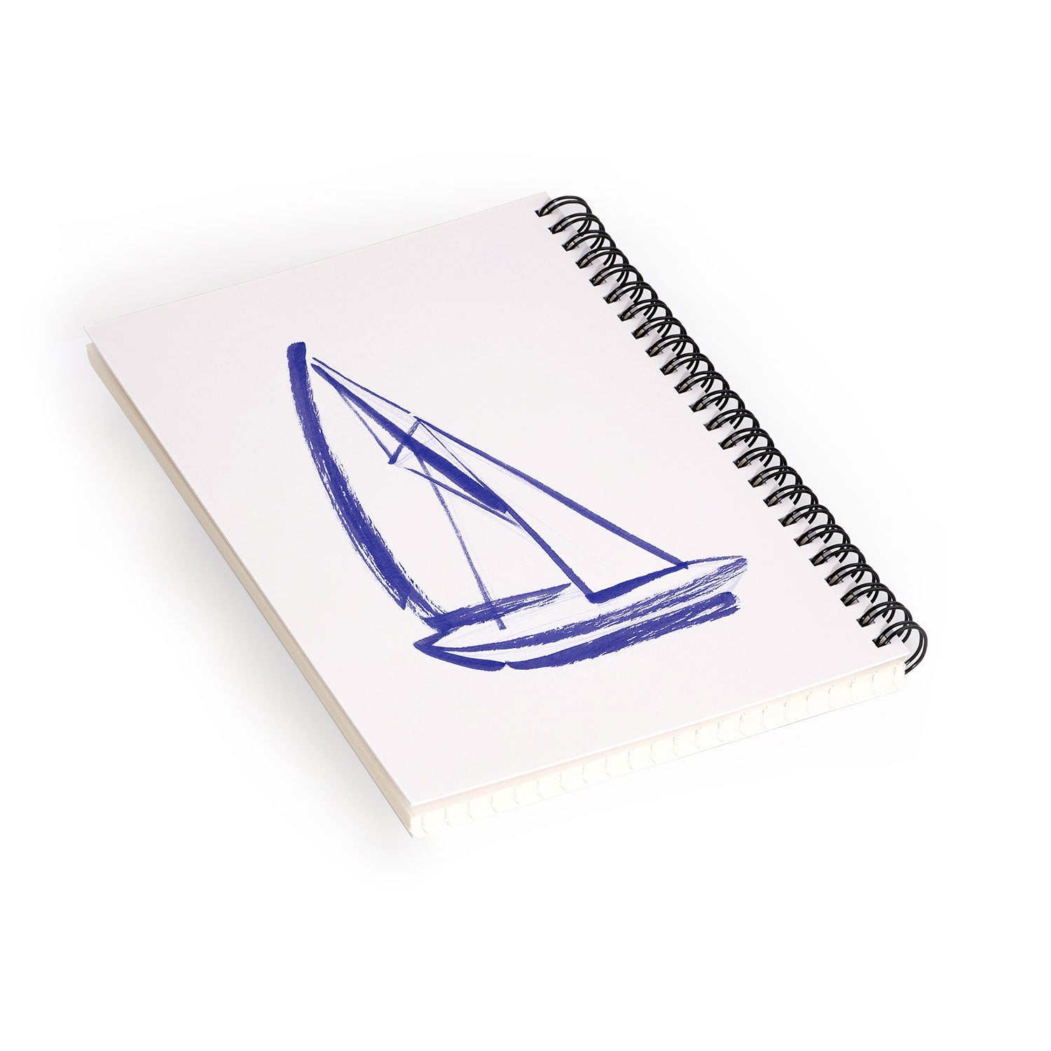 Intemporalis Sailboat Drawing Blue White Spiral Notebook