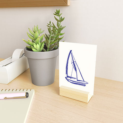 Intemporalis Sailboat Drawing Blue White Mini Art Print