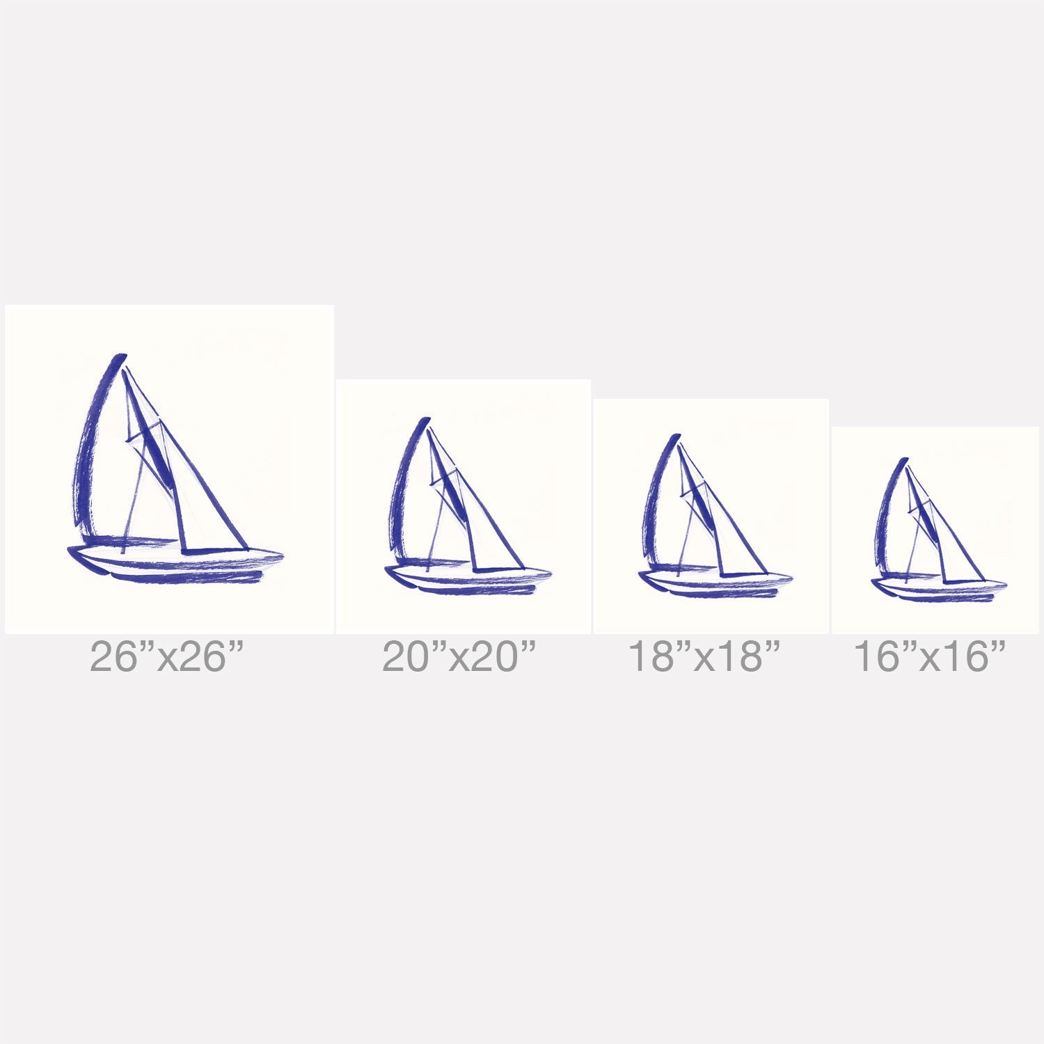 Intemporalis Sailboat Drawing Blue White Throw Pillow