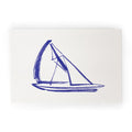 Intemporalis Sailboat Drawing Blue White Welcome Mat