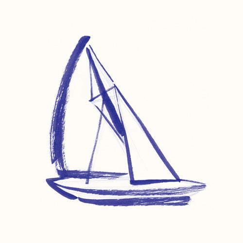 Intemporalis Sailboat Drawing Blue White Shower Curtain