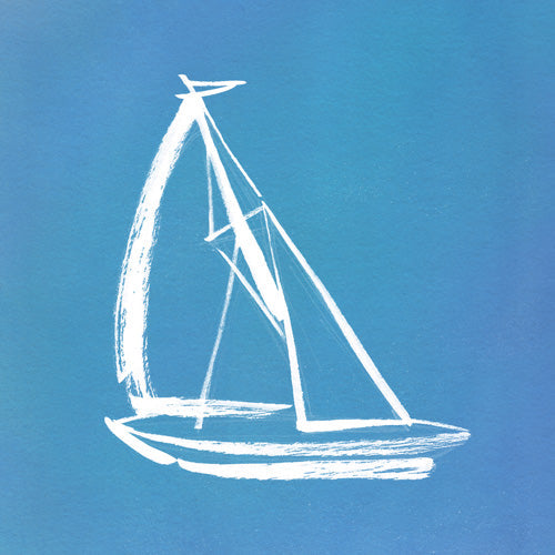 Intemporalis Sailboat Drawing Blue Shower Curtain