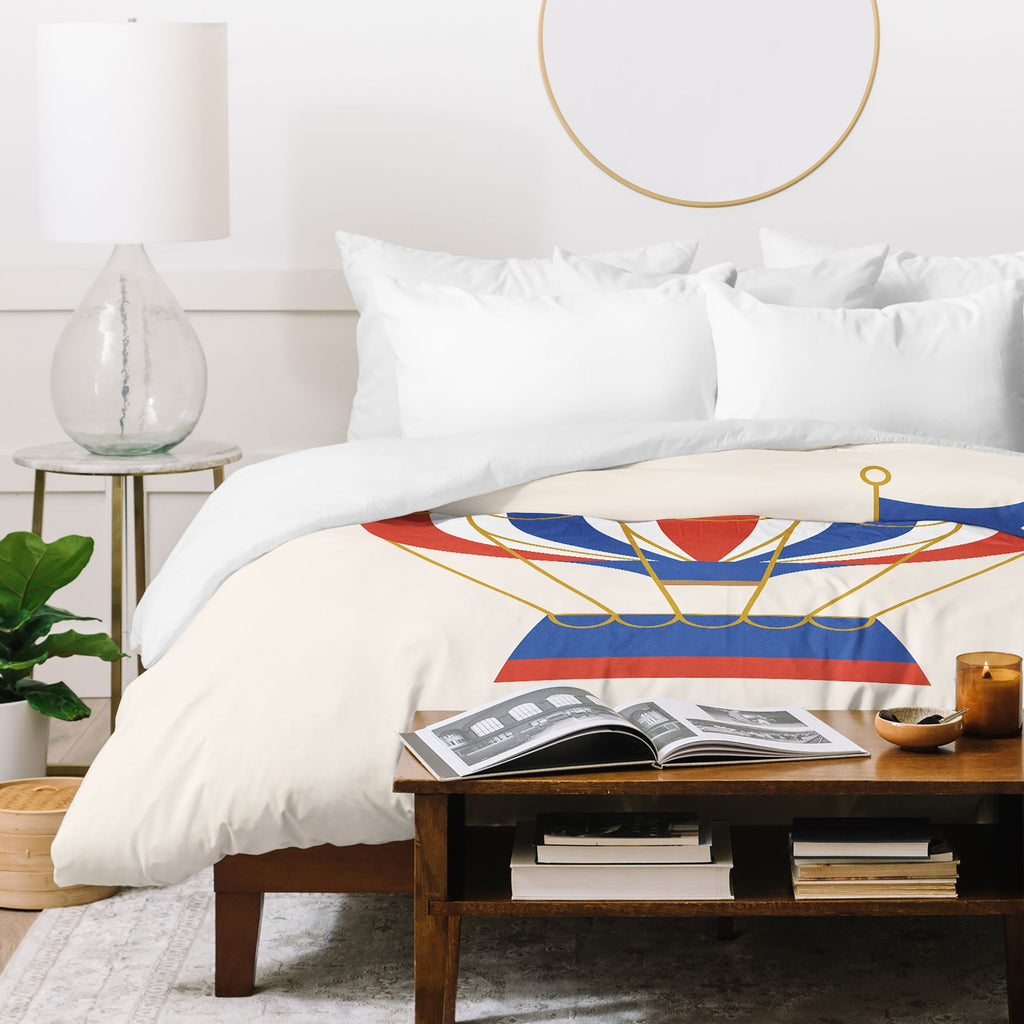 Intemporalis Vintage Hot Air Balloon Blue Duvet Cover
