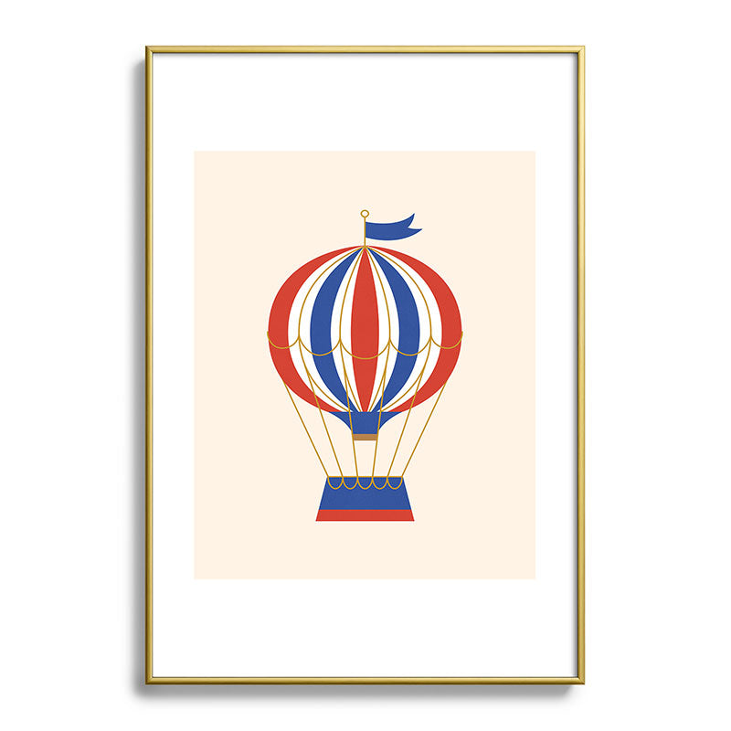 Intemporalis Vintage Hot Air Balloon Blue Metal Framed Art Print