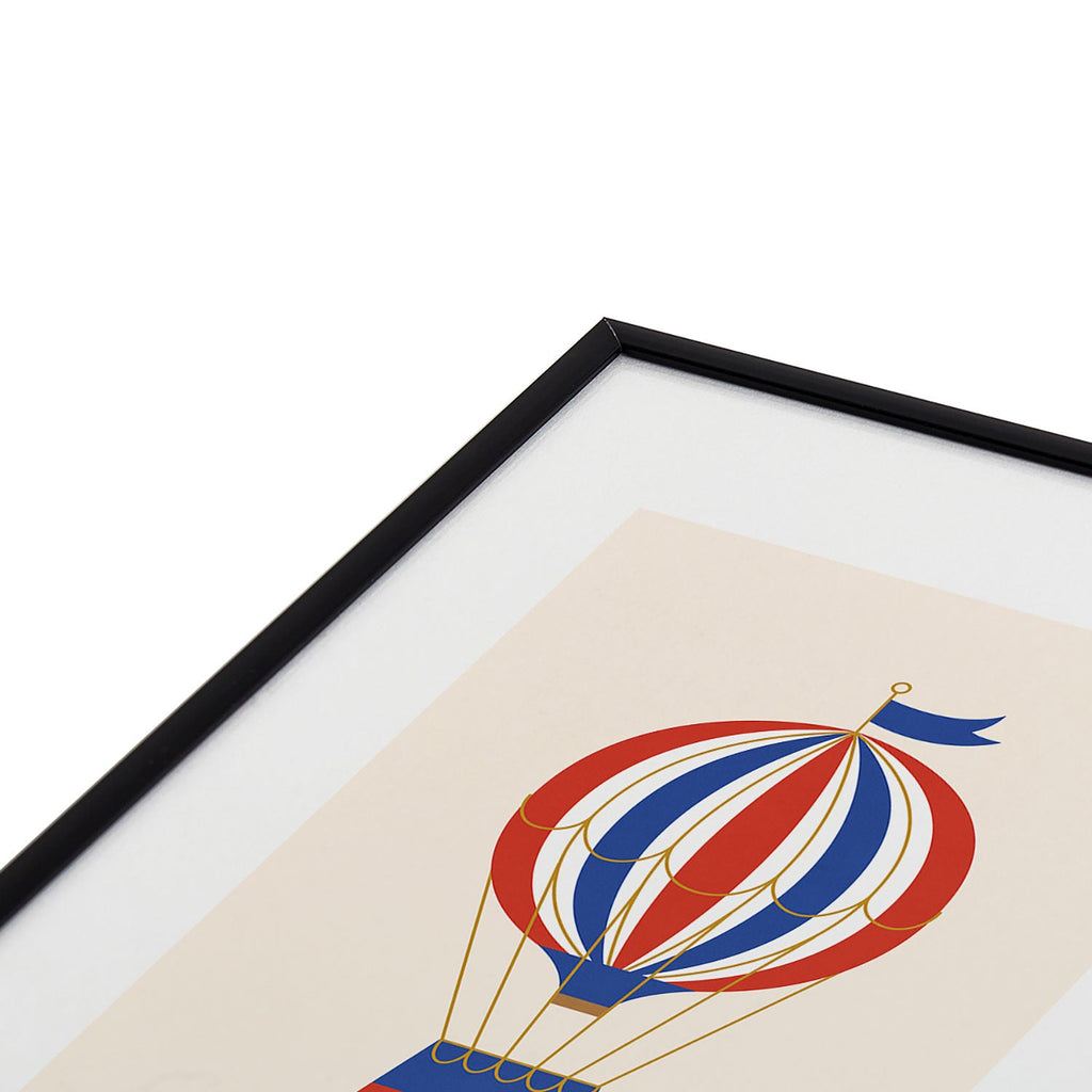 Intemporalis Vintage Hot Air Balloon Blue Metal Framed Art Print