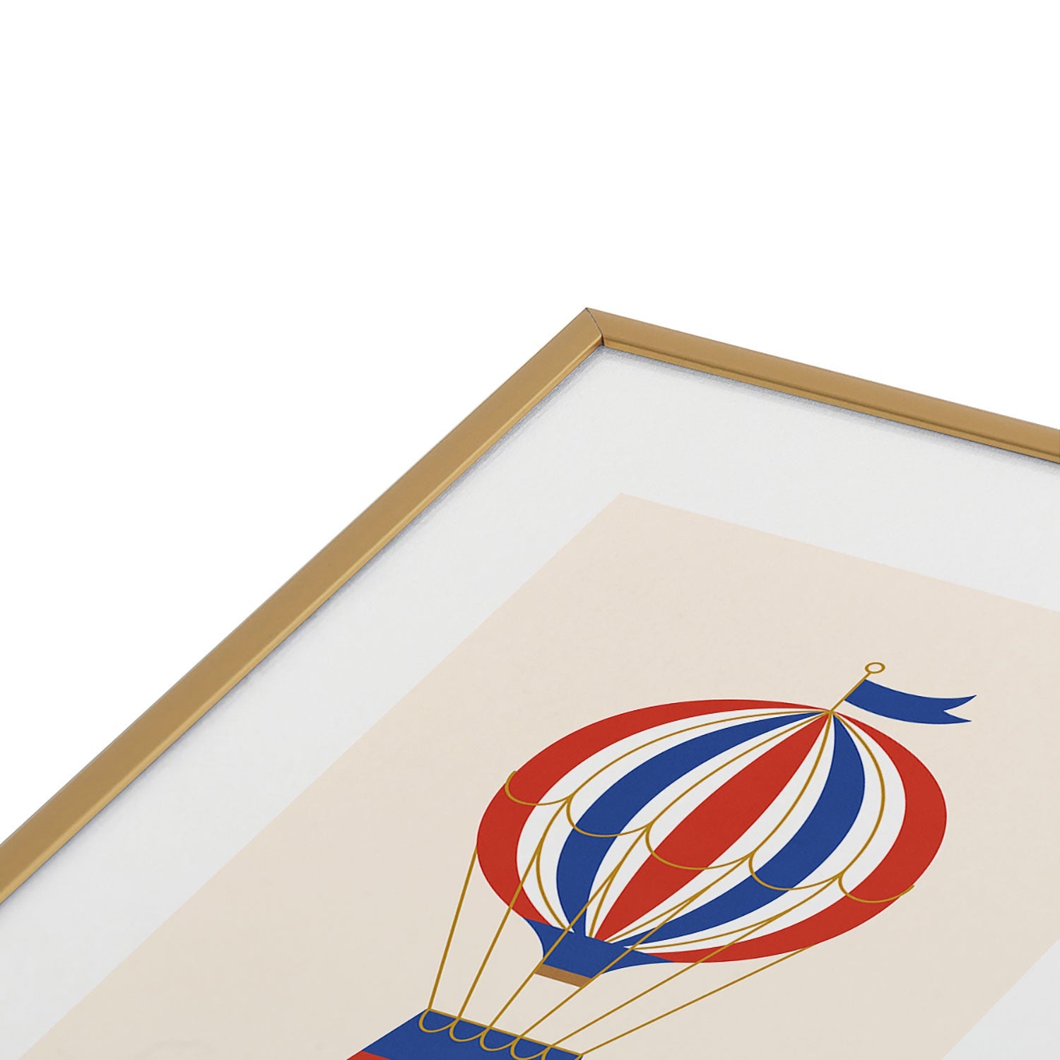 Intemporalis Vintage Hot Air Balloon Blue Metal Framed Art Print