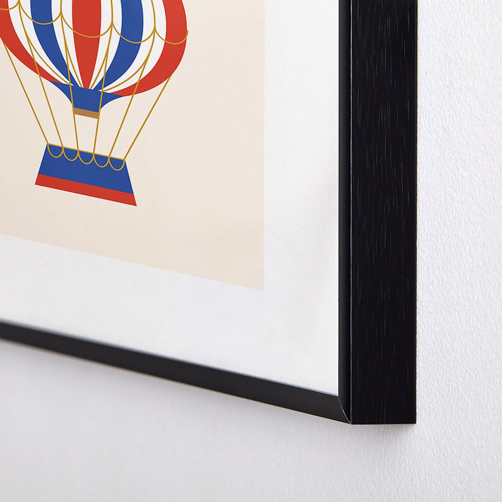 Intemporalis Vintage Hot Air Balloon Blue Metal Framed Art Print