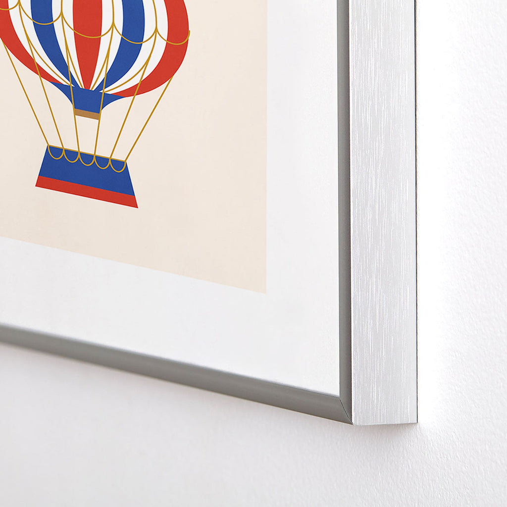 Intemporalis Vintage Hot Air Balloon Blue Metal Framed Art Print
