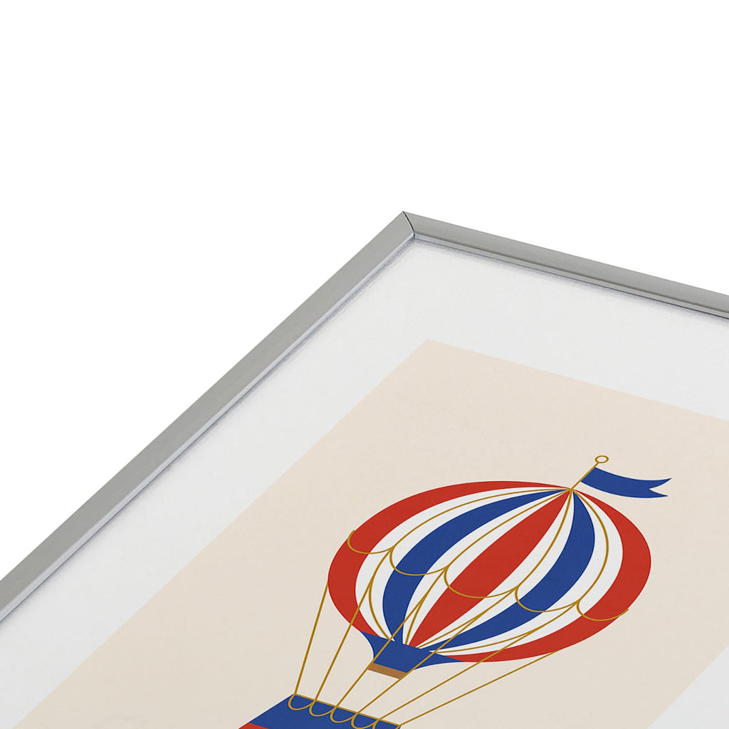 Intemporalis Vintage Hot Air Balloon Blue Metal Framed Art Print