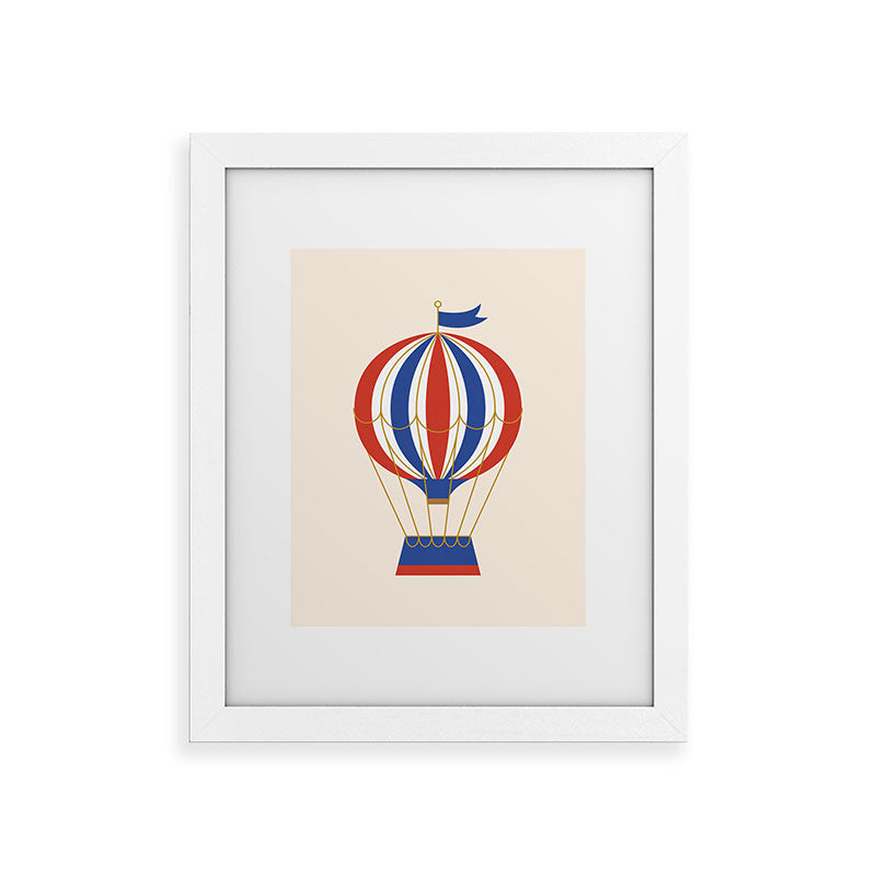 Intemporalis Vintage Hot Air Balloon Blue Framed Art Print