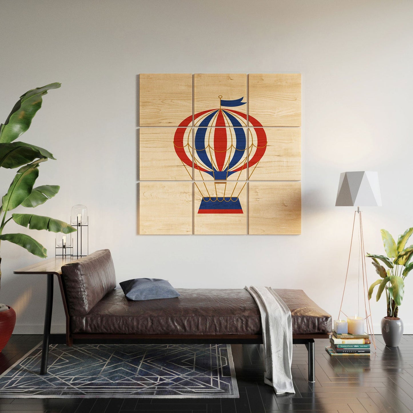 Intemporalis Vintage Hot Air Balloon Blue Wood Wall Mural