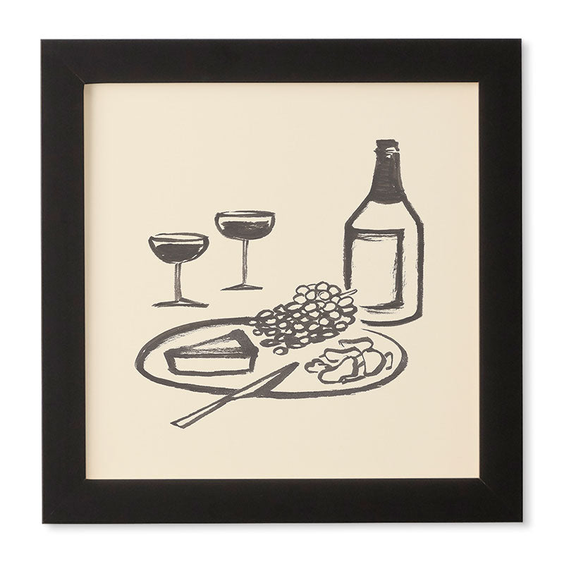 Intemporalis Wine and Cheese Aperitivo BW Framed Wall Art