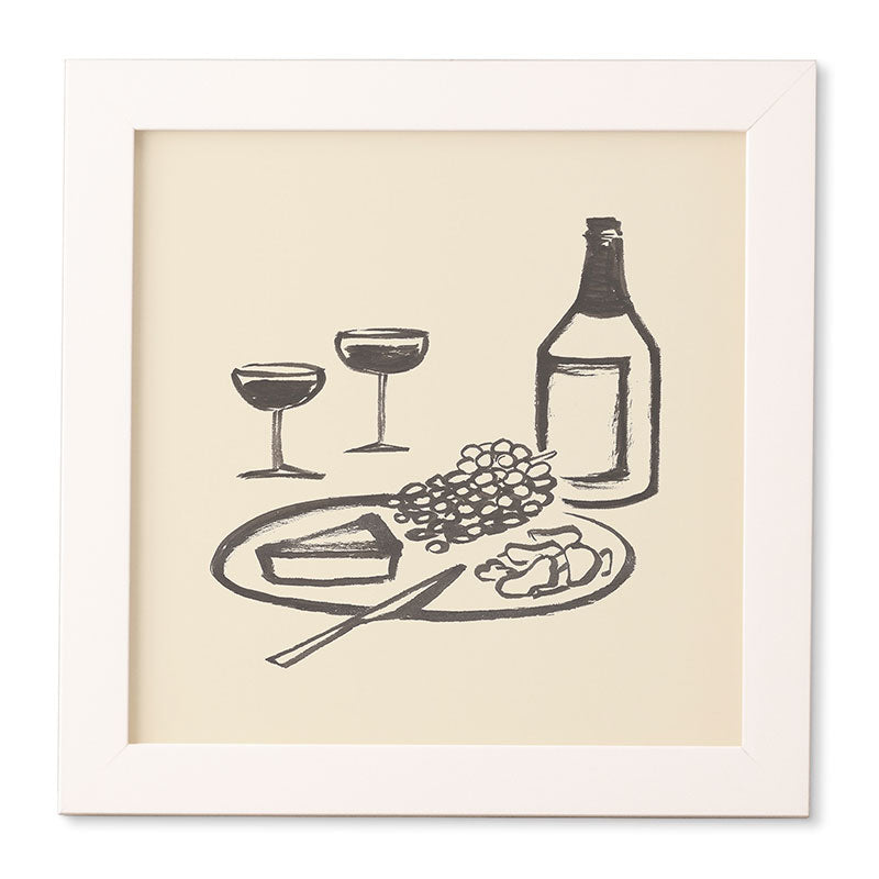 Intemporalis Wine and Cheese Aperitivo BW Framed Wall Art