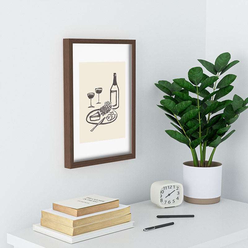 Intemporalis Wine and Cheese Aperitivo BW Recessed Framing Rectangle