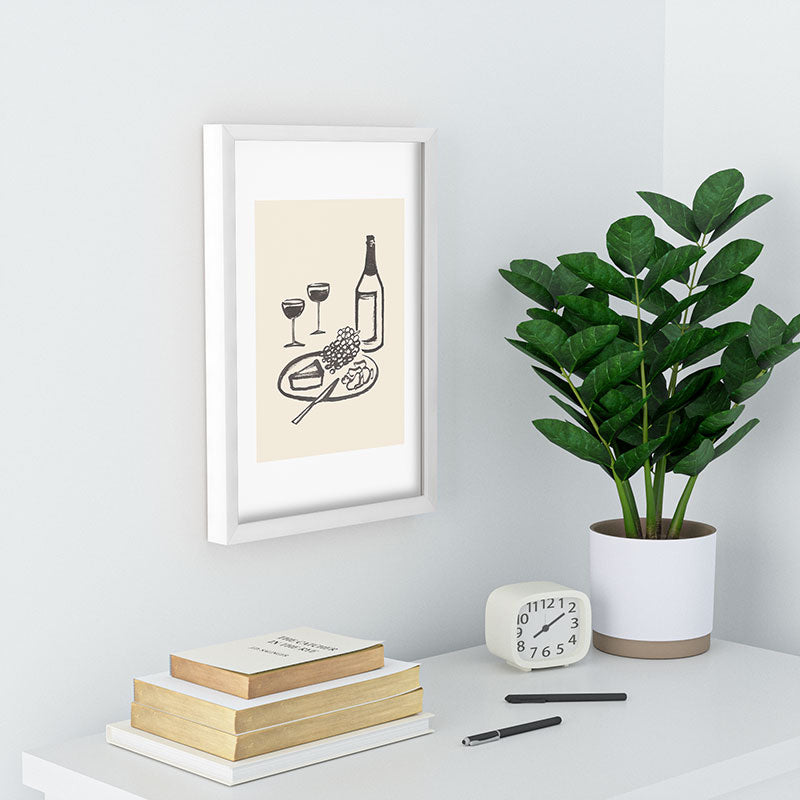 Intemporalis Wine and Cheese Aperitivo BW Recessed Framing Rectangle