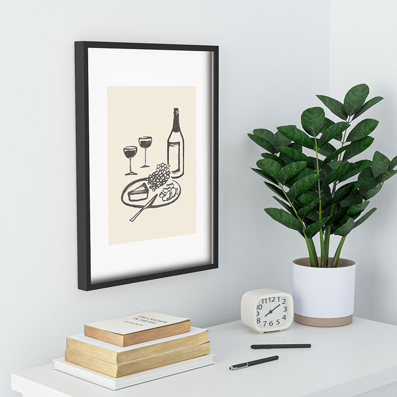 Intemporalis Wine and Cheese Aperitivo BW Recessed Framing Rectangle