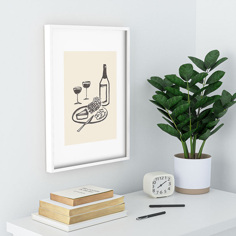 Intemporalis Wine and Cheese Aperitivo BW Recessed Framing Rectangle