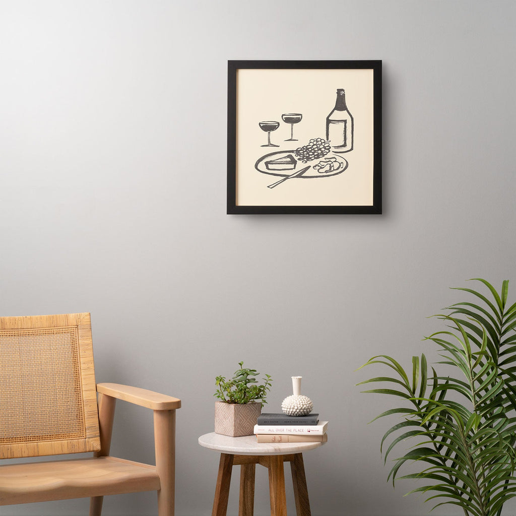 Intemporalis Wine and Cheese Aperitivo BW Framed Wall Art