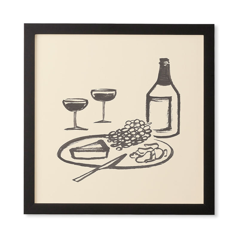 Intemporalis Wine and Cheese Aperitivo BW Framed Wall Art