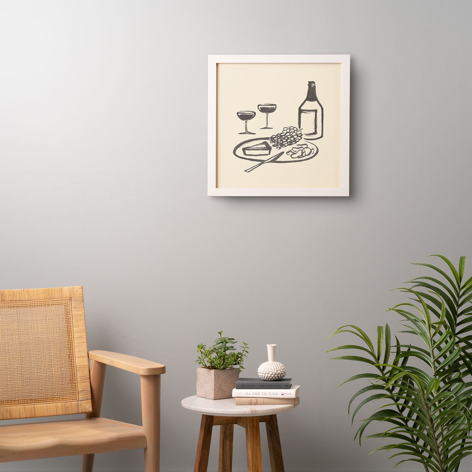 Intemporalis Wine and Cheese Aperitivo BW Framed Wall Art