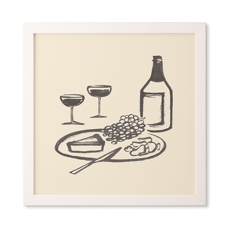 Intemporalis Wine and Cheese Aperitivo BW Framed Wall Art