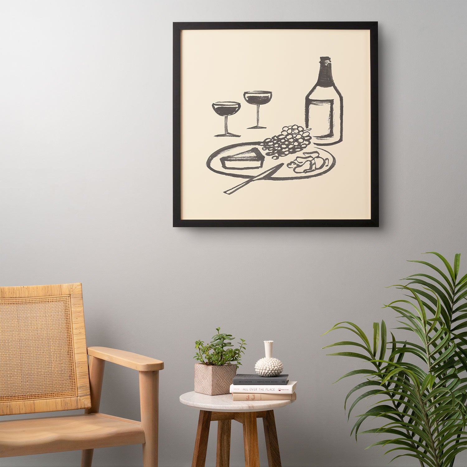 Intemporalis Wine and Cheese Aperitivo BW Framed Wall Art