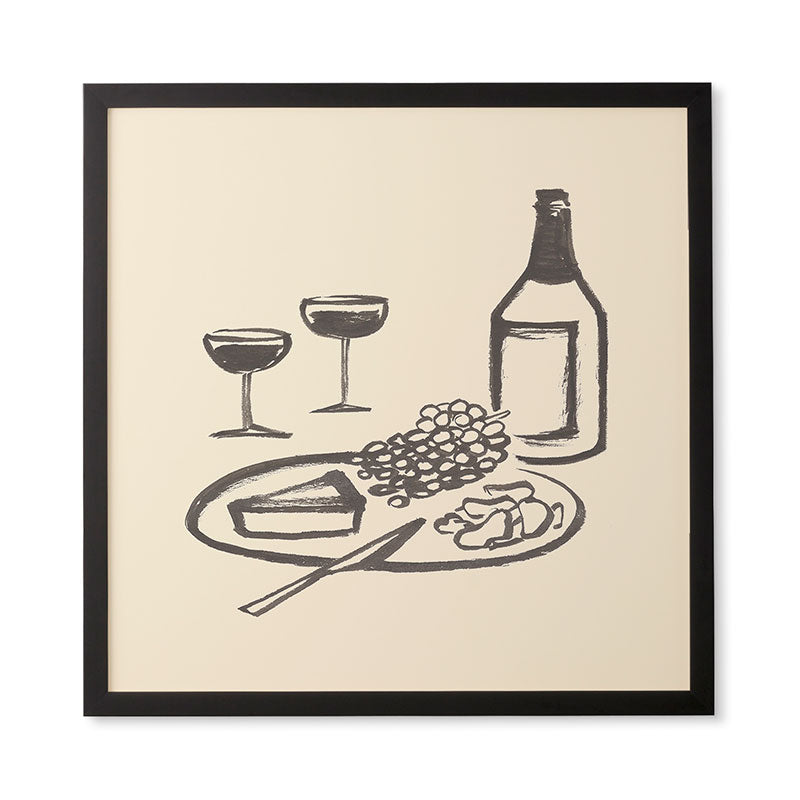 Intemporalis Wine and Cheese Aperitivo BW Framed Wall Art