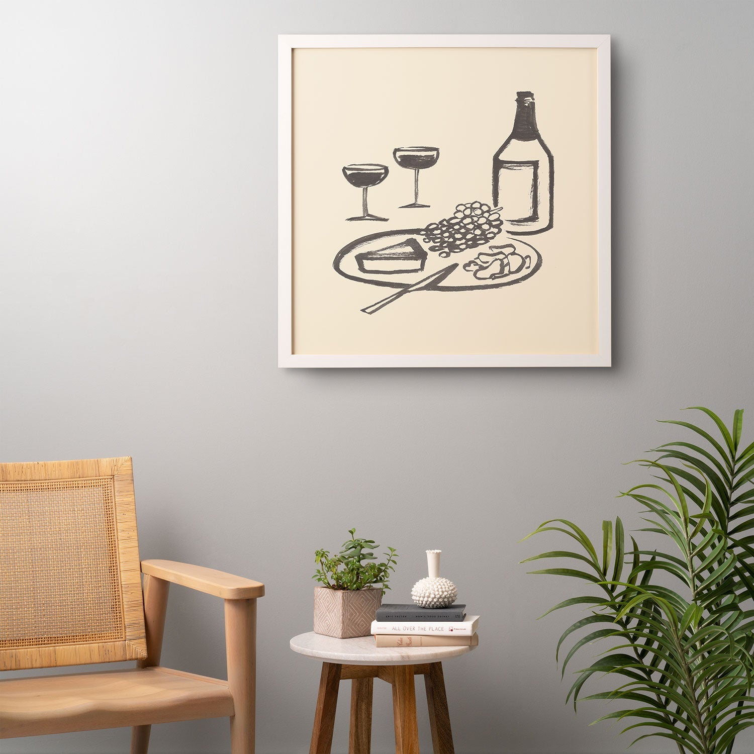 Intemporalis Wine and Cheese Aperitivo BW Framed Wall Art