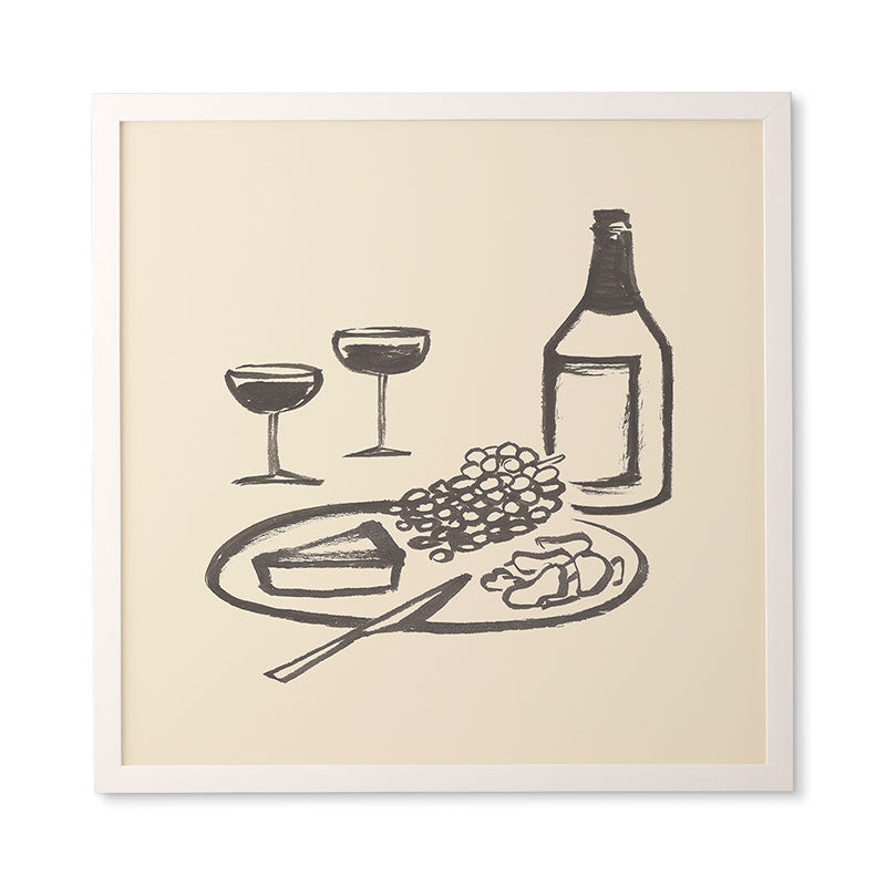 Intemporalis Wine and Cheese Aperitivo BW Framed Wall Art