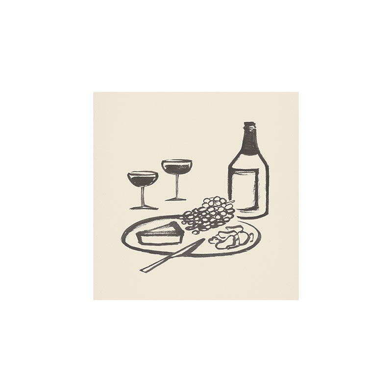 Intemporalis Wine and Cheese Aperitivo BW Art Print