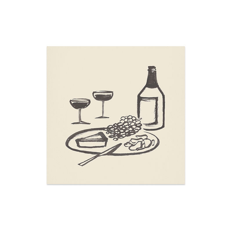 Intemporalis Wine and Cheese Aperitivo BW Art Print