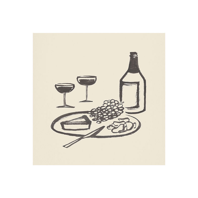 Intemporalis Wine and Cheese Aperitivo BW Art Print