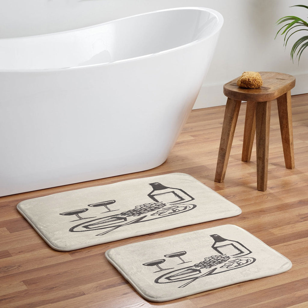 Intemporalis Wine and Cheese Aperitivo BW Memory Foam Bath Mat