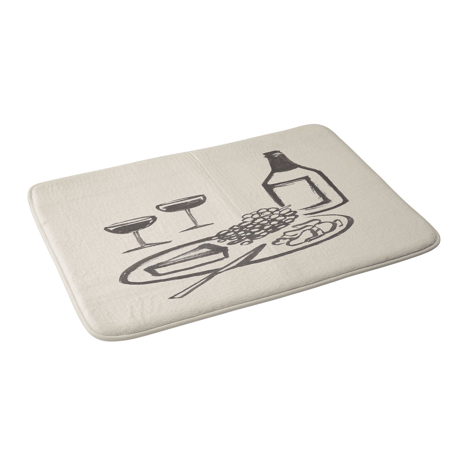 Intemporalis Wine and Cheese Aperitivo BW Memory Foam Bath Mat