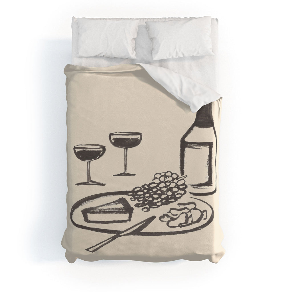 Intemporalis Wine and Cheese Aperitivo BW Duvet Cover