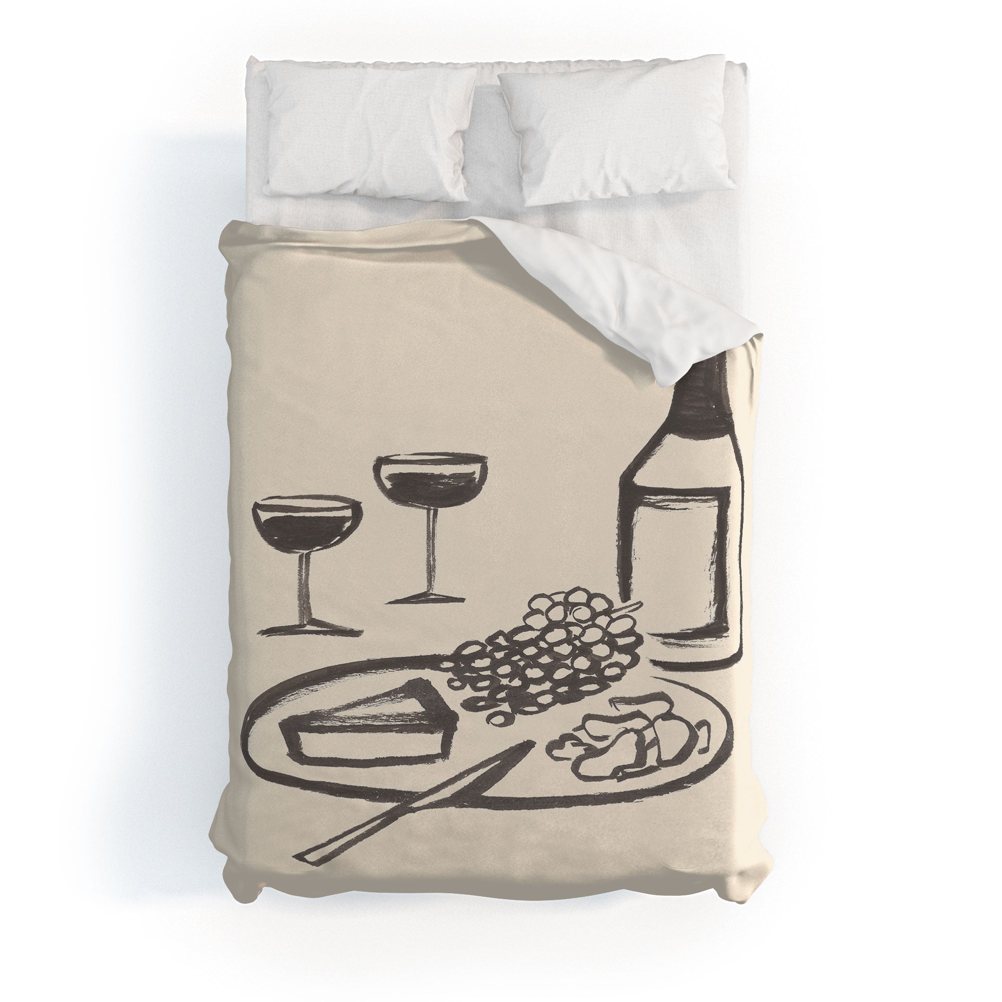 Intemporalis Wine and Cheese Aperitivo BW Duvet Cover
