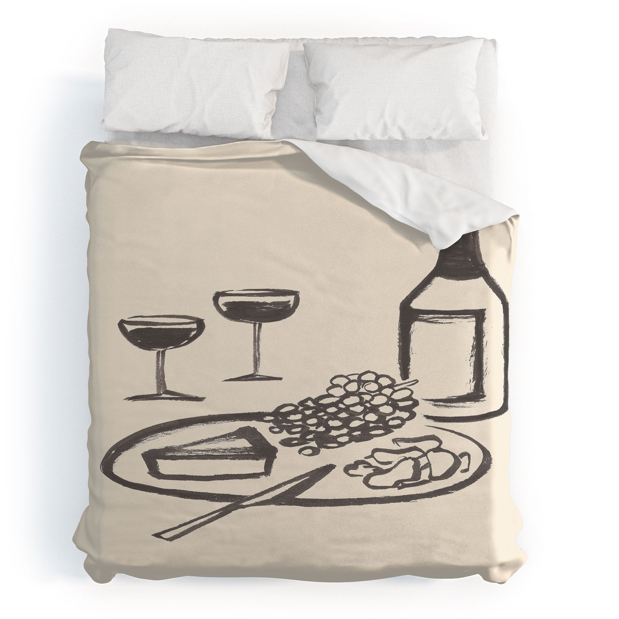 Intemporalis Wine and Cheese Aperitivo BW Duvet Cover