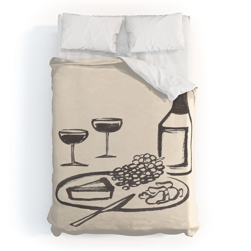 Intemporalis Wine and Cheese Aperitivo BW Duvet Cover