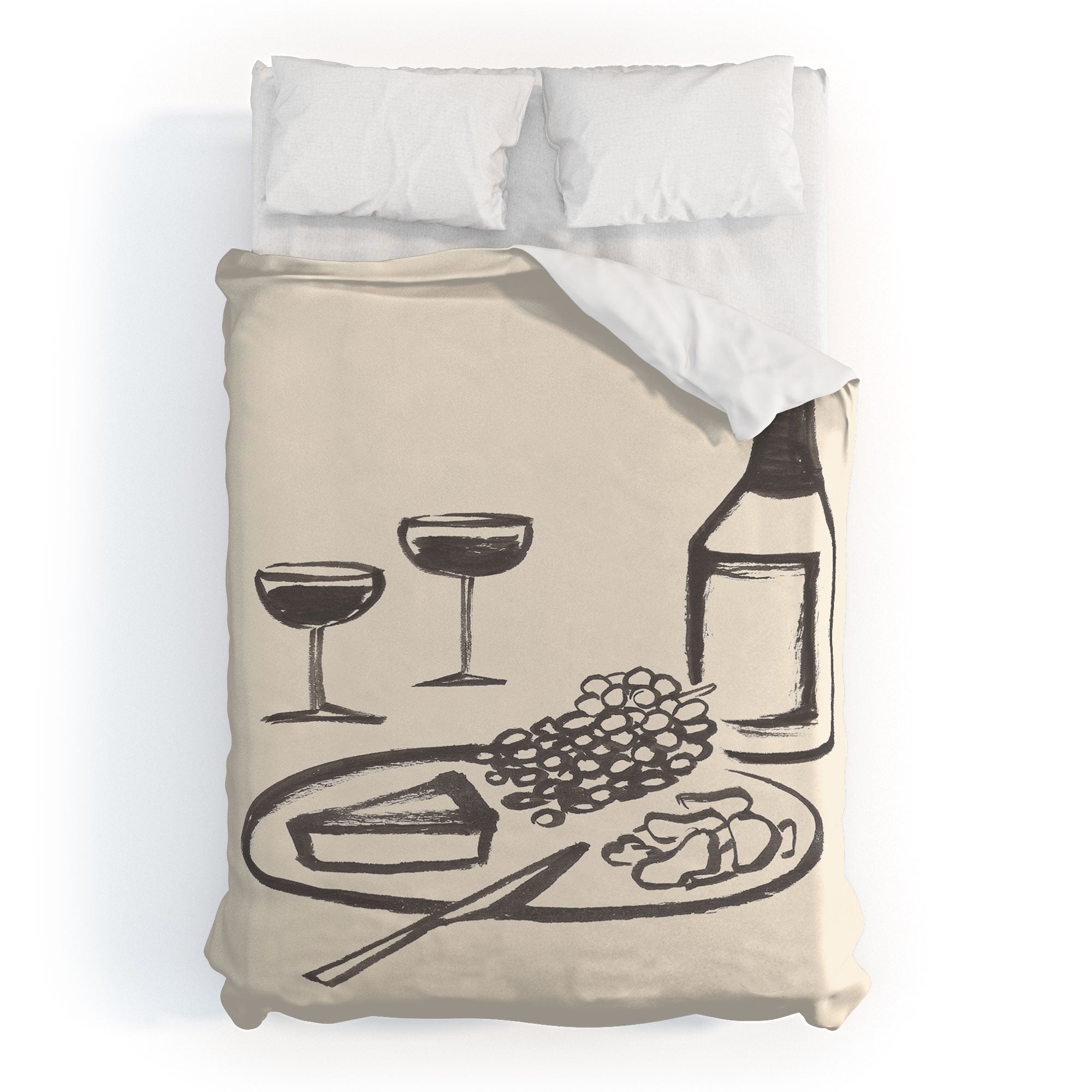 Intemporalis Wine and Cheese Aperitivo BW Duvet Cover