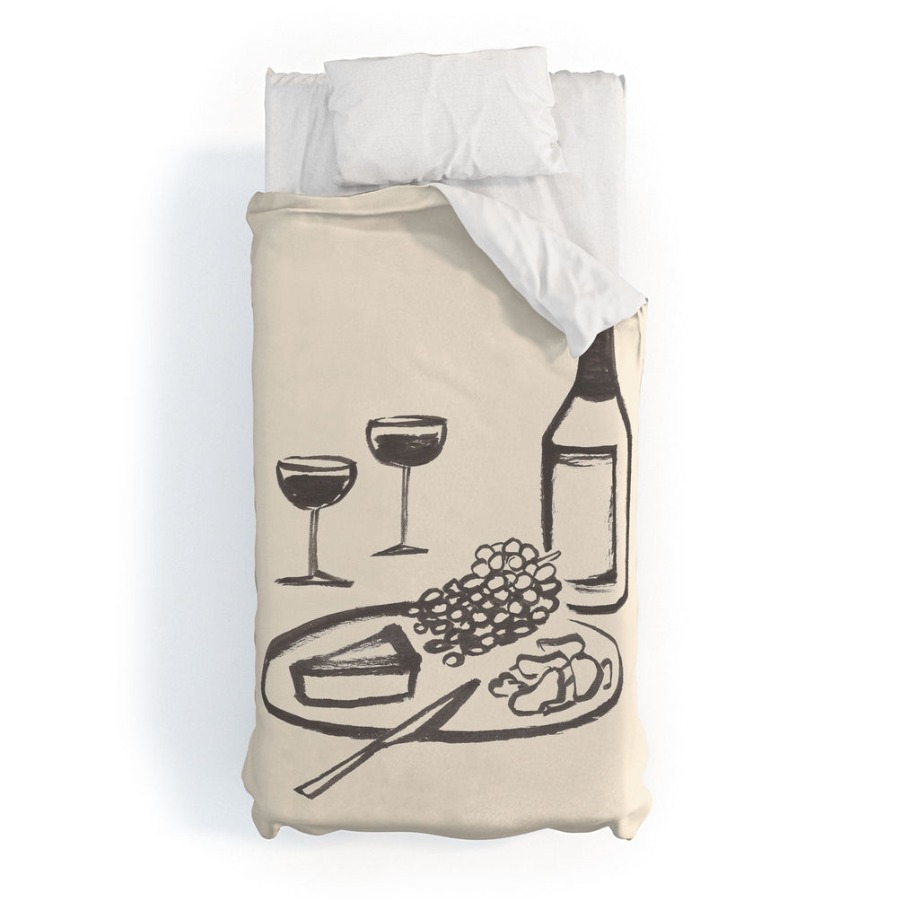 Intemporalis Wine and Cheese Aperitivo BW Duvet Cover