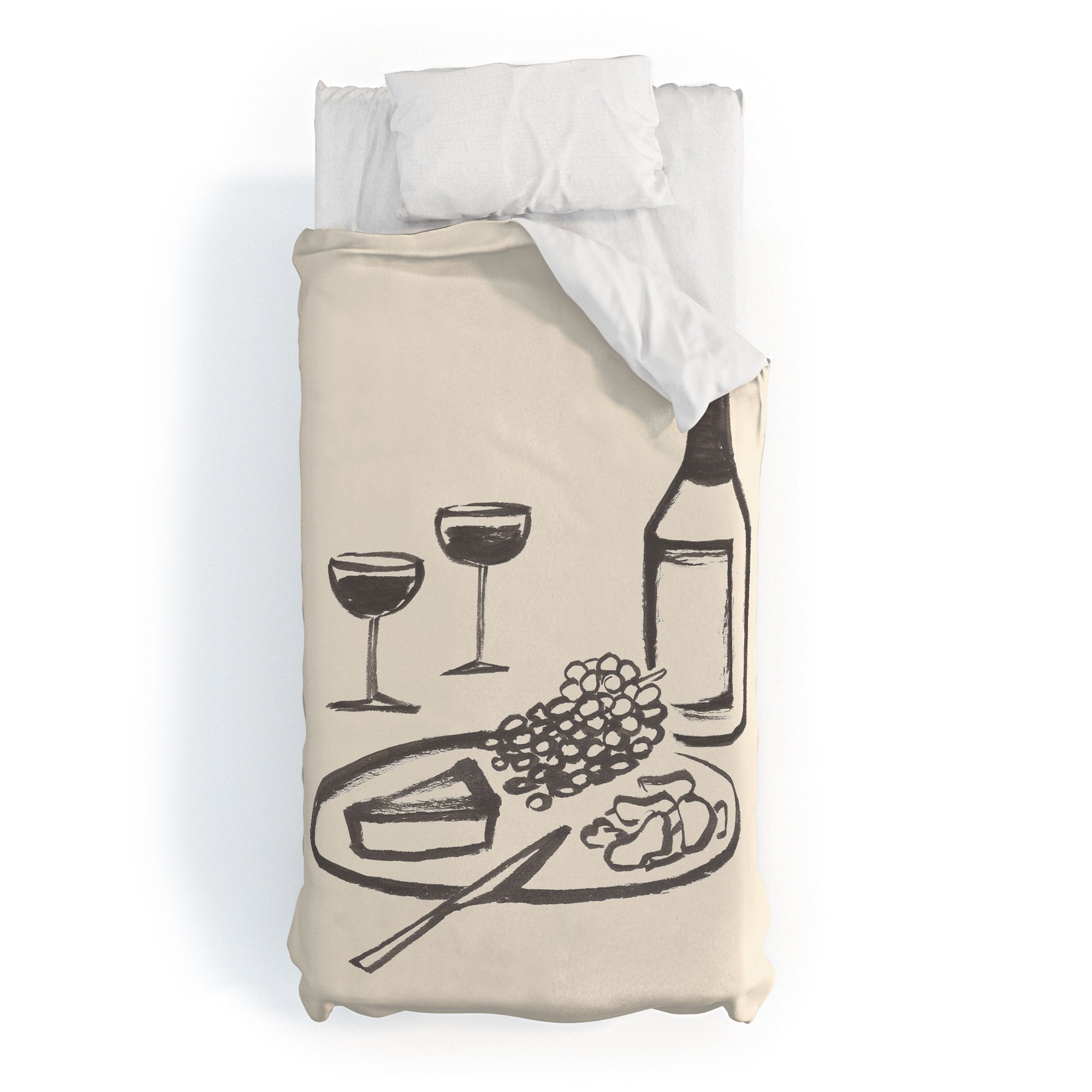 Intemporalis Wine and Cheese Aperitivo BW Duvet Cover