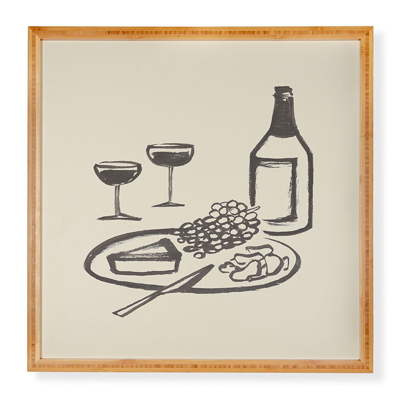 Intemporalis Wine and Cheese Aperitivo BW Framed Wall Art