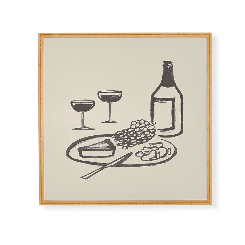 Intemporalis Wine and Cheese Aperitivo BW Framed Wall Art