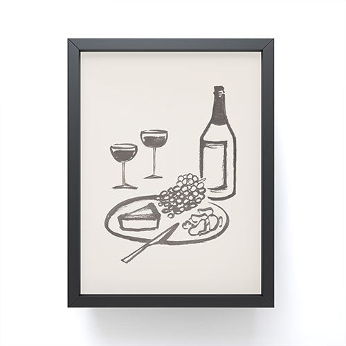 Intemporalis Wine and Cheese Aperitivo BW Framed Mini Art Print